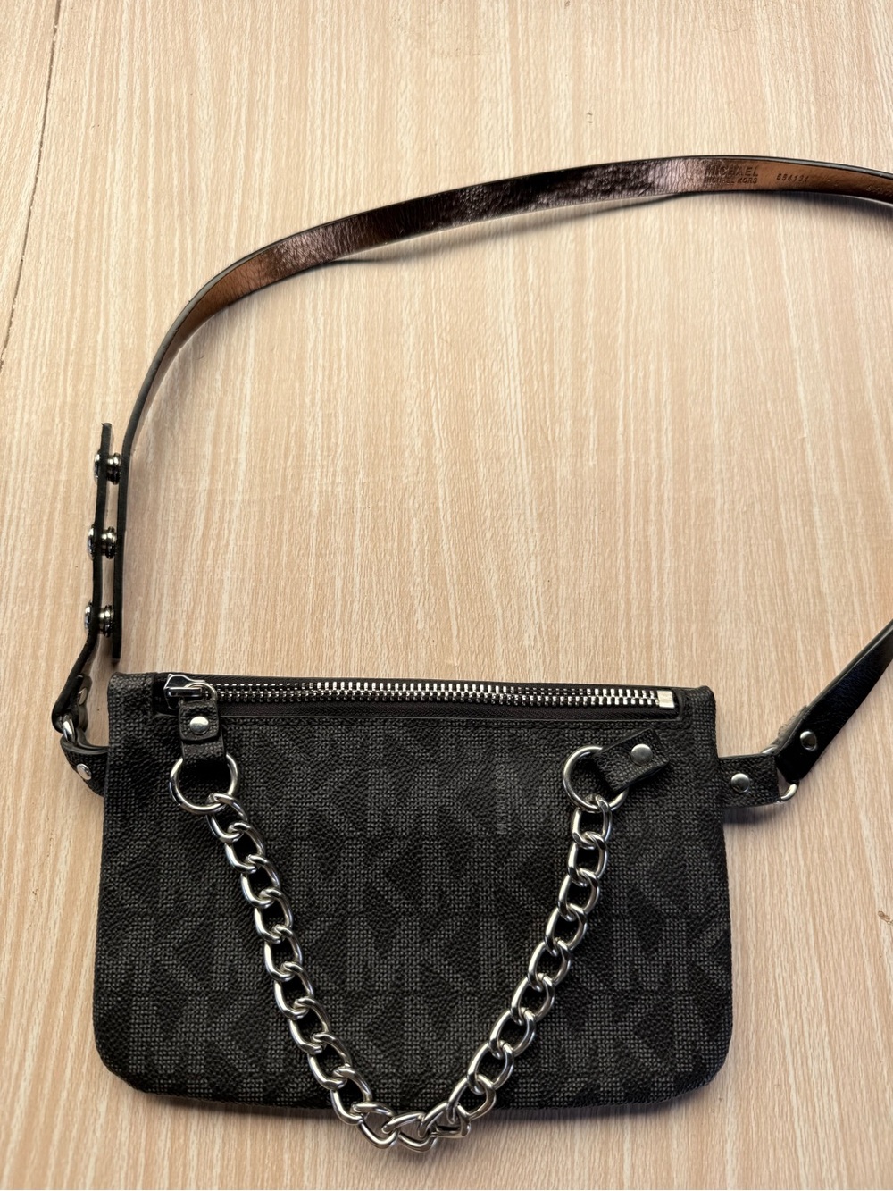 Michael Kors Black Logo Fanny Pack with Chain Detail